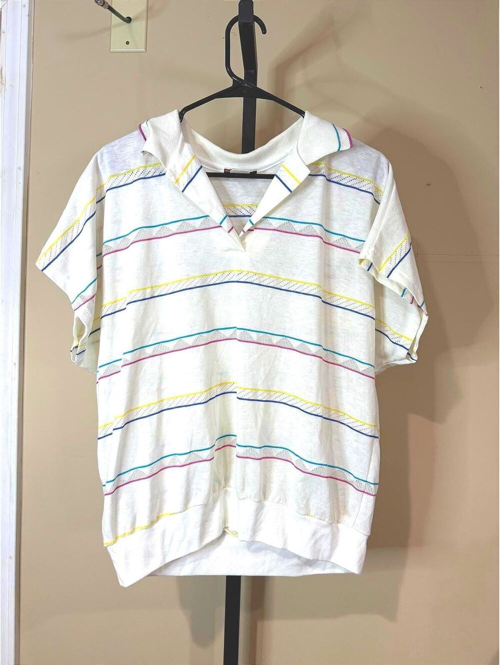 Vintage Golden Wings White Short Sleeve Polo Shirt Size 42